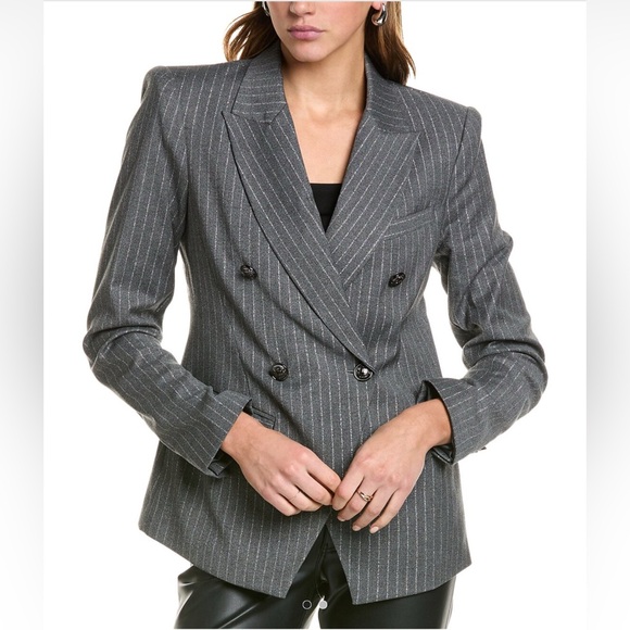Ramy BrookGray and Silver Striped Collins Blazer Jacket 8 NWT